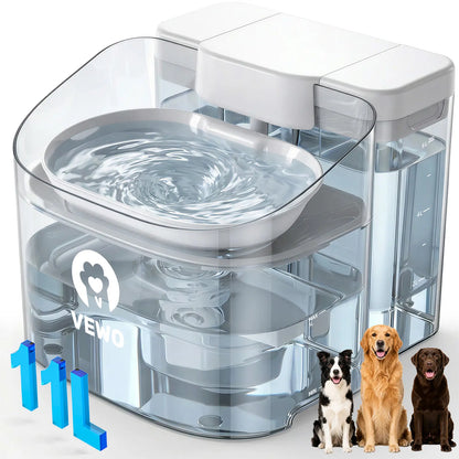 VEWO 11L Large Dog Water Fountain for Big Breeds, No Spill Dog Water Bowl Dispenser with Deep Basin, BPA Free, Ultra Quiet, 7 Days No Refill for Large Dogs/Multi-Pet Homes,summerwins